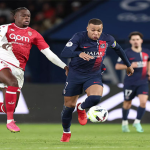 Photo of Mbappe in the match against Monaco