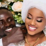 Photo of Mane along with Aisha Tamba, his wife on their wedding day.