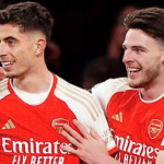 Photo of Havertz and White in the match Arsenal vs Chelsea.