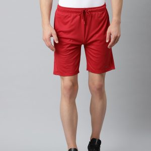 Alcis Men Red Slim Fit Mid-Rise Sports Shorts