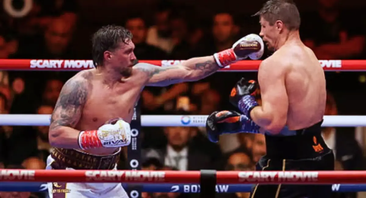 Photo of Usyk in the fight when he won over Rico.