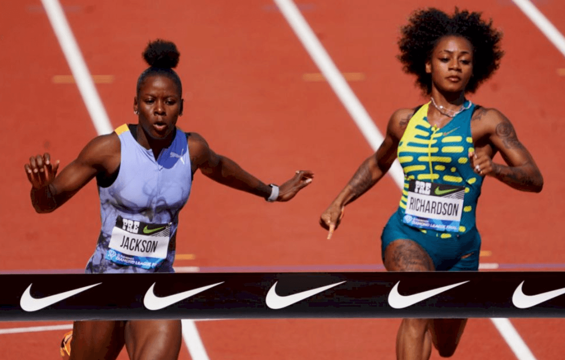 Photot of Sha’Carri and Jackson in the Diamond League Final