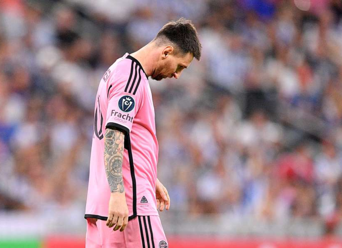 Photo of Lionel Messi in a struggly exit of Inter Miami from CONCACAF Champion Cup 2024.