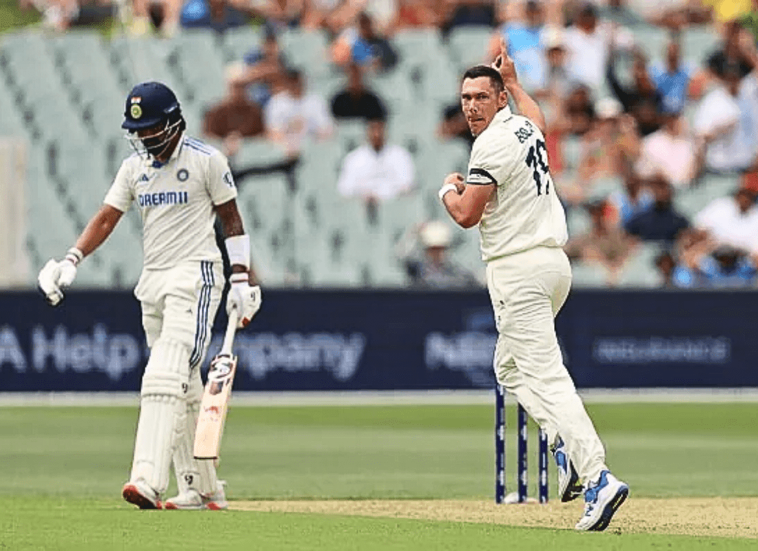 KL Rahul acknowledges his lifeline after being saved by Scott Boland's no-ball during the Second Test, following an umpire's incorrect decision.