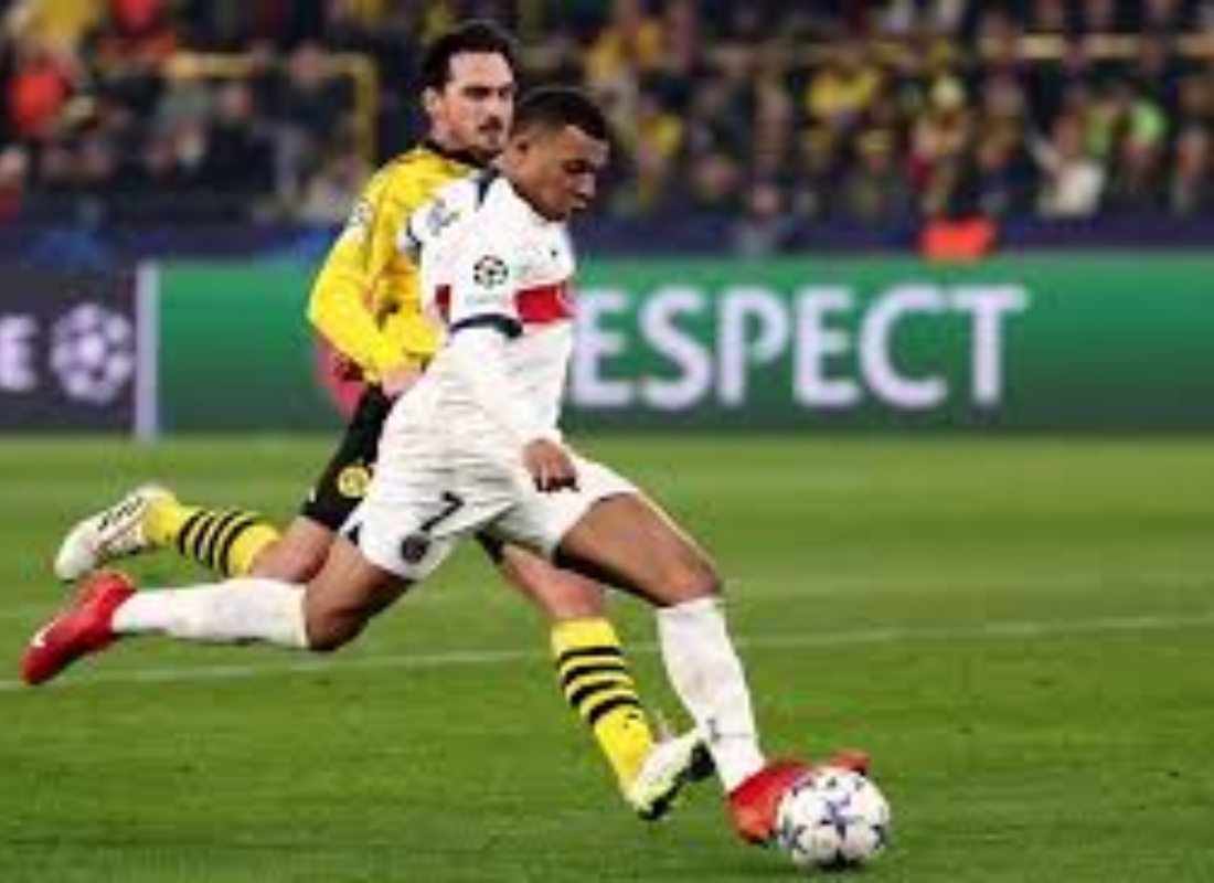 Photo of Mbappe in the match against Borussia-Dortmund.