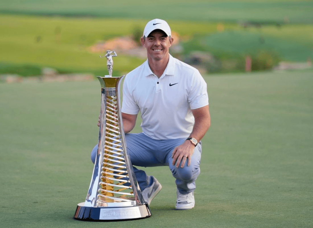 Photo of Rory McIlroy in his latest achievement in Dubai.