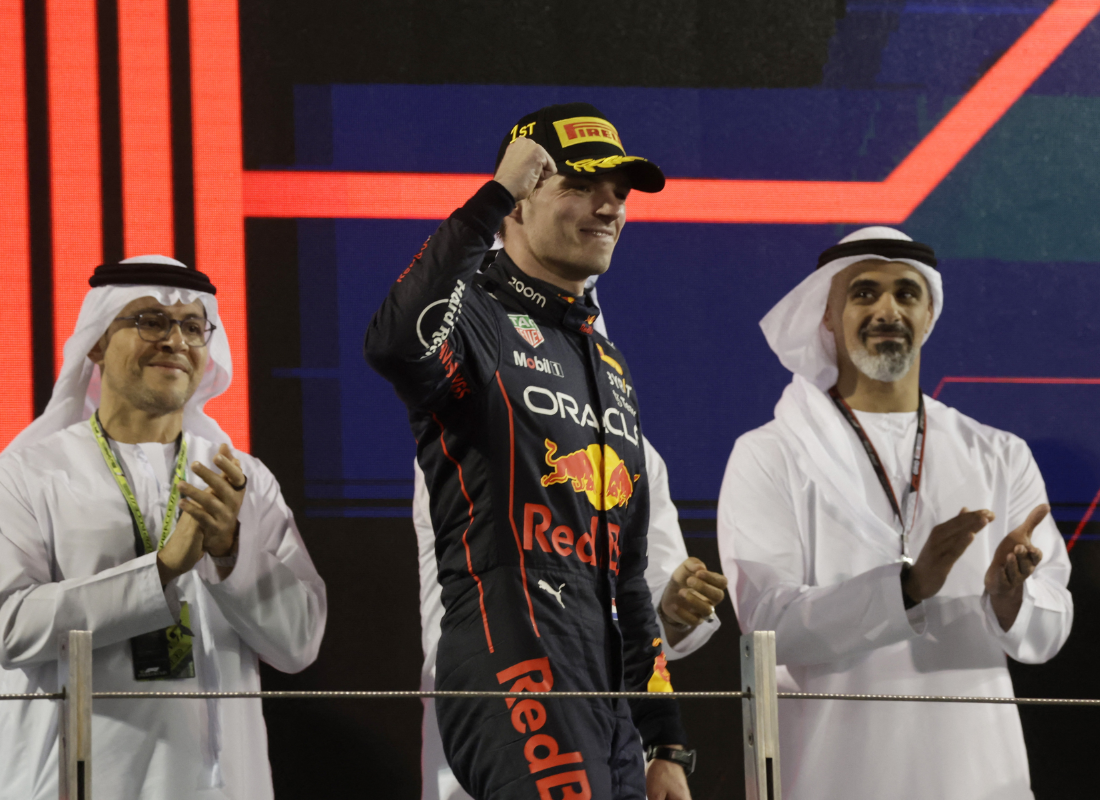 Photo of Max Verstappen along with Abu Dhabi authority.
